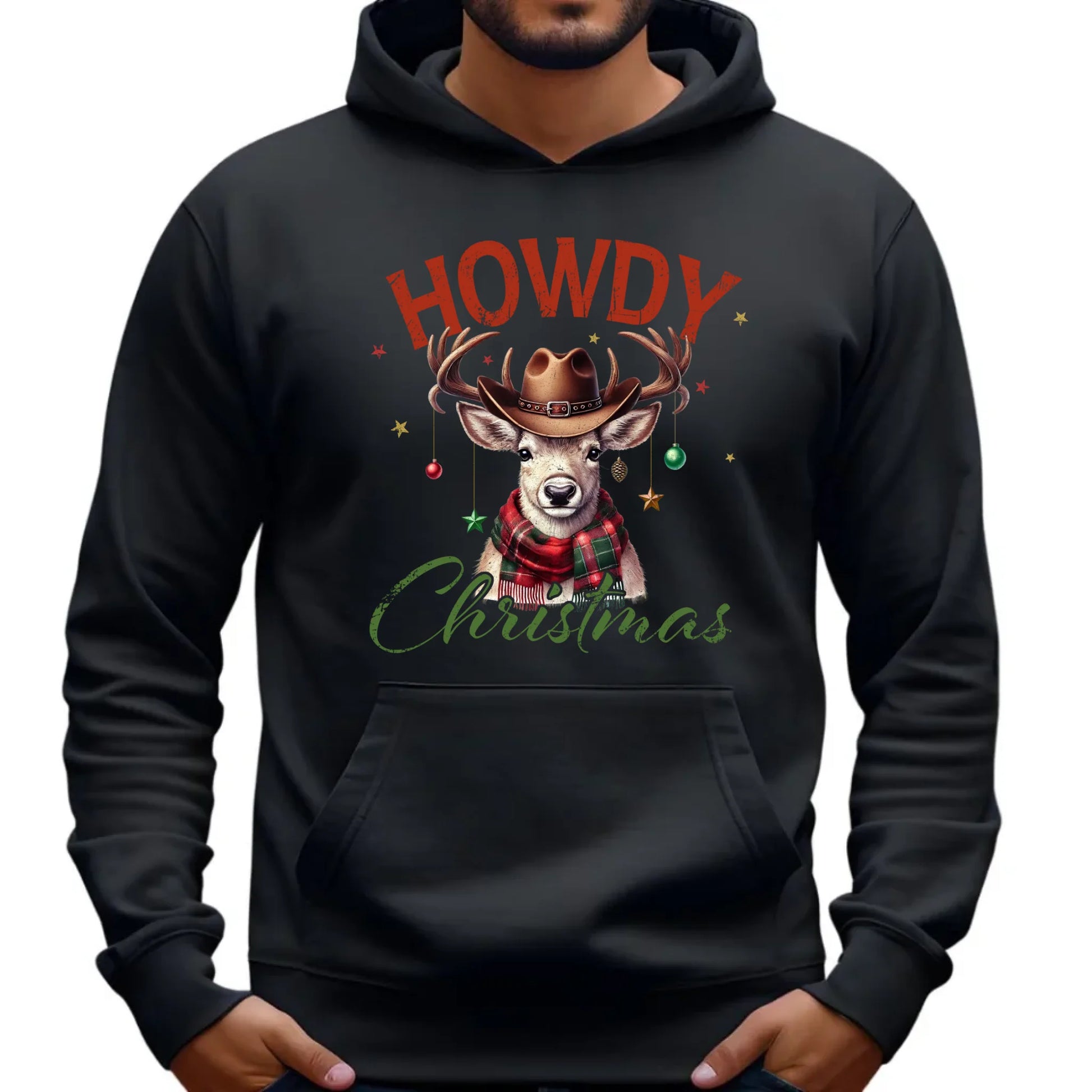 Bluza męska z kapturem świąteczna - Howdy Christmas BN54 - StoryCups.pl