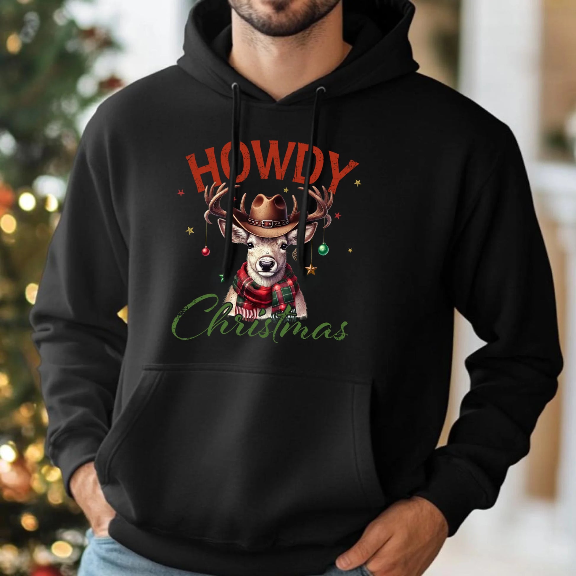 Bluza męska z kapturem świąteczna - Howdy Christmas BN54 - StoryCups.pl