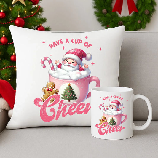 Zestaw poduszka i kubek świąteczny - Have a cup of cheer BN53 - StoryCups.pl
