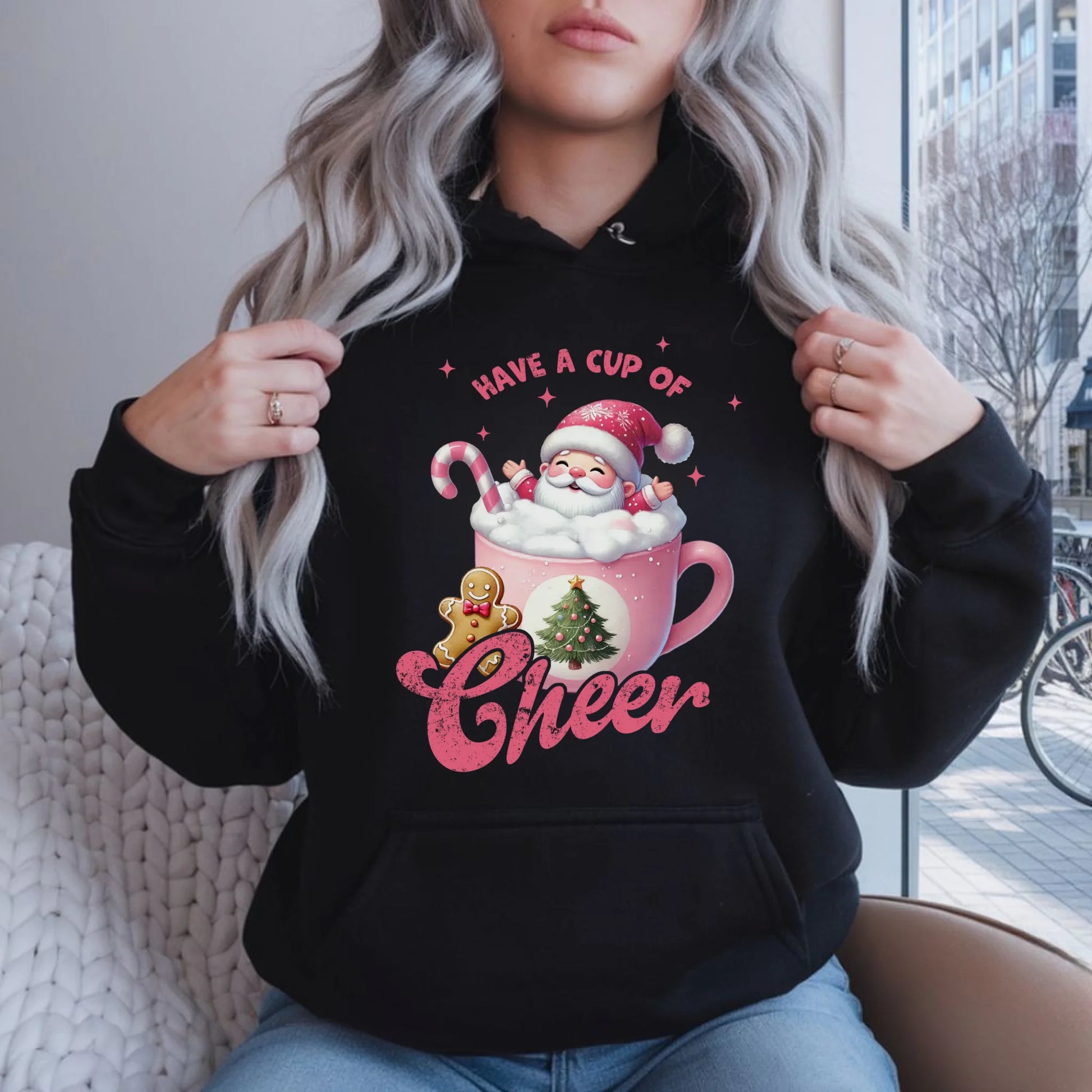 Bluza damska z kapturem świąteczna - Have a cup of cheer BN53 - StoryCups.pl