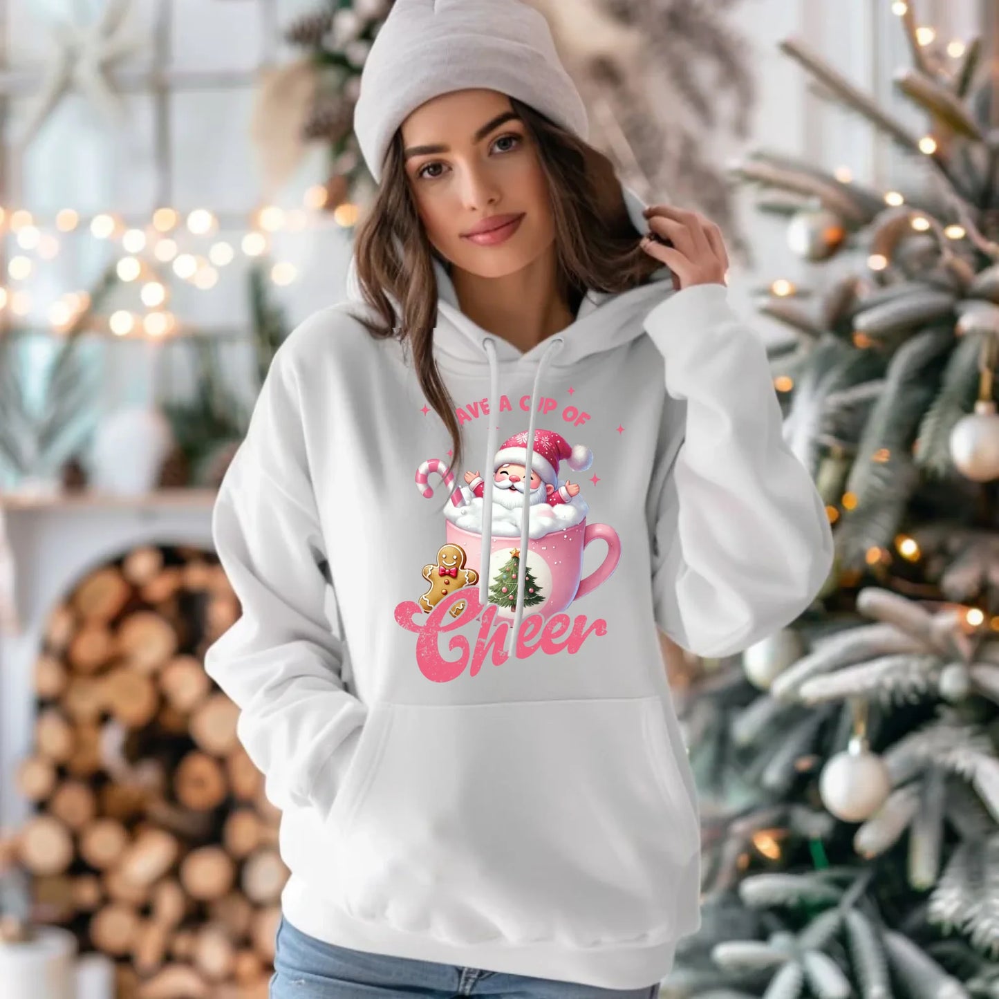 Bluza damska z kapturem świąteczna - Have a cup of cheer BN53 - StoryCups.pl