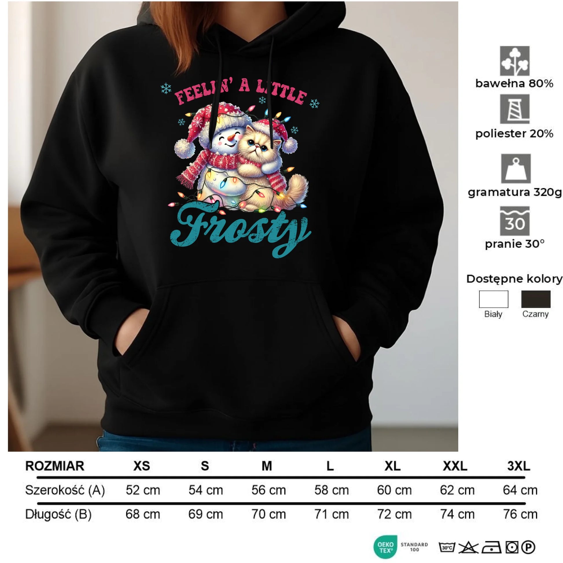 Bluza damska z kapturem świąteczna - Feelin' a little frosty BN52 - StoryCups.pl