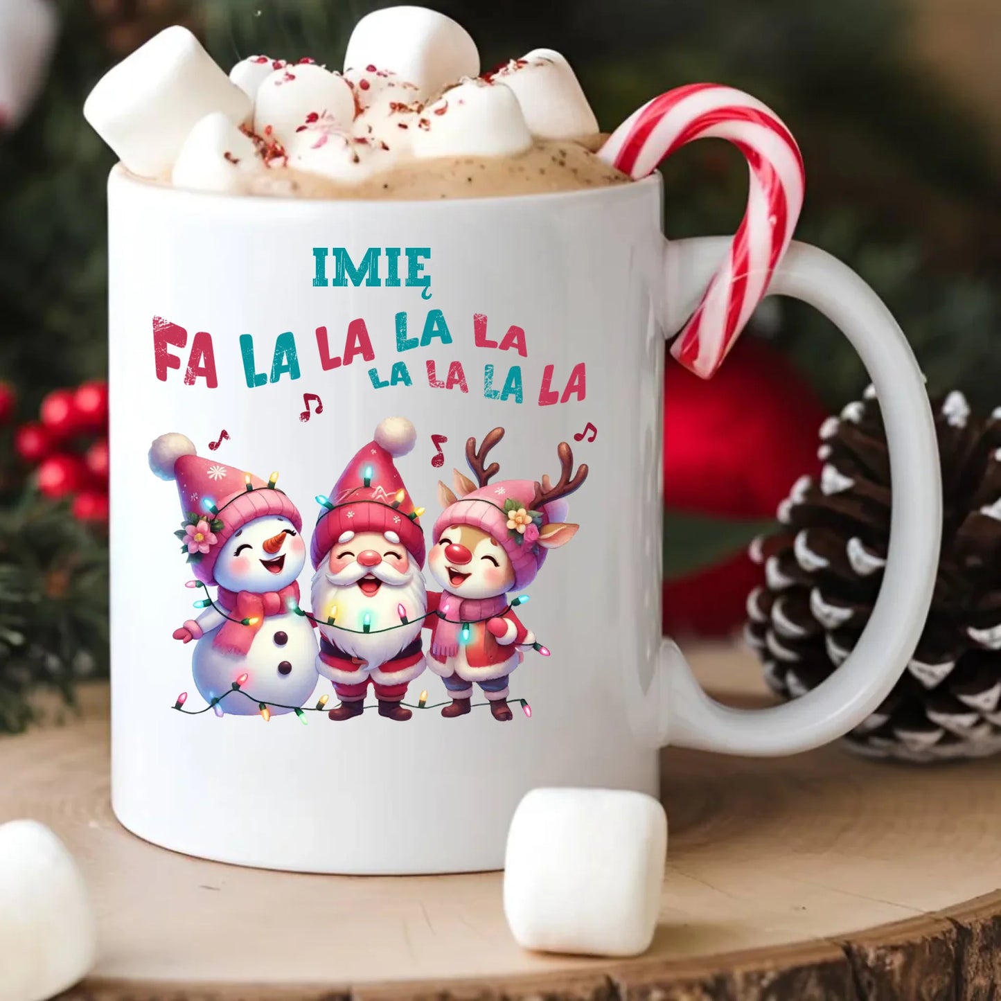 Kubek świąteczny - Fa la la la - personalizowany BN51 - StoryCups.pl