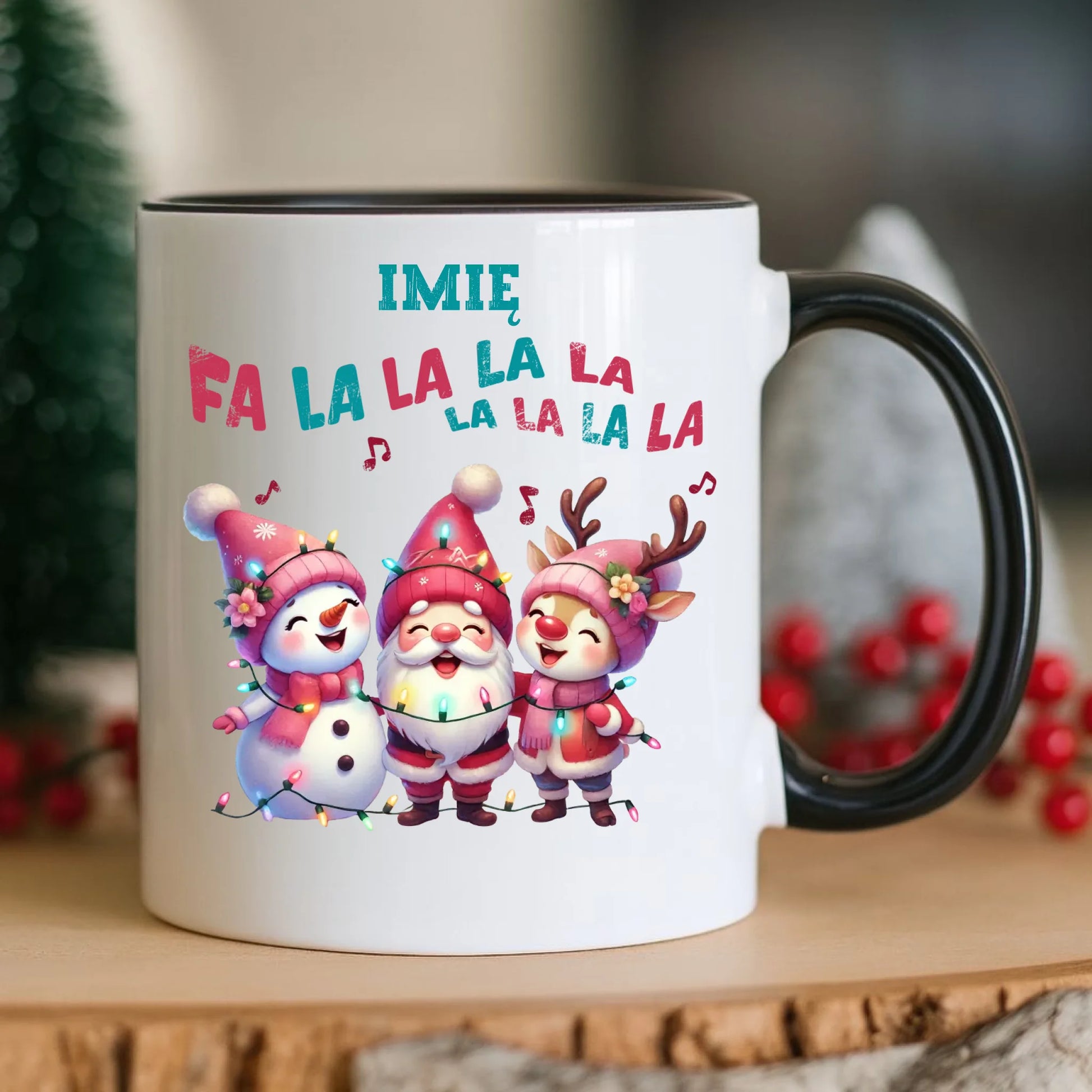 Kubek świąteczny - Fa la la la - personalizowany BN51 - StoryCups.pl