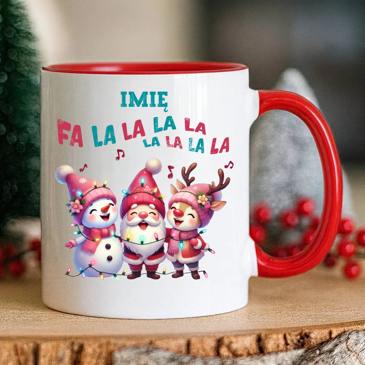 Kubek świąteczny - Fa la la la - personalizowany BN51 - StoryCups.pl