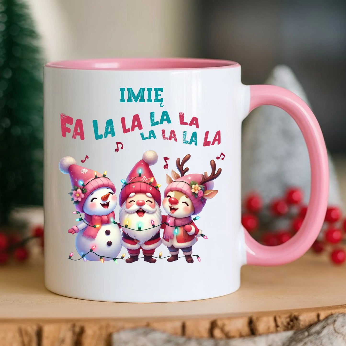 Kubek świąteczny - Fa la la la - personalizowany BN51 - StoryCups.pl