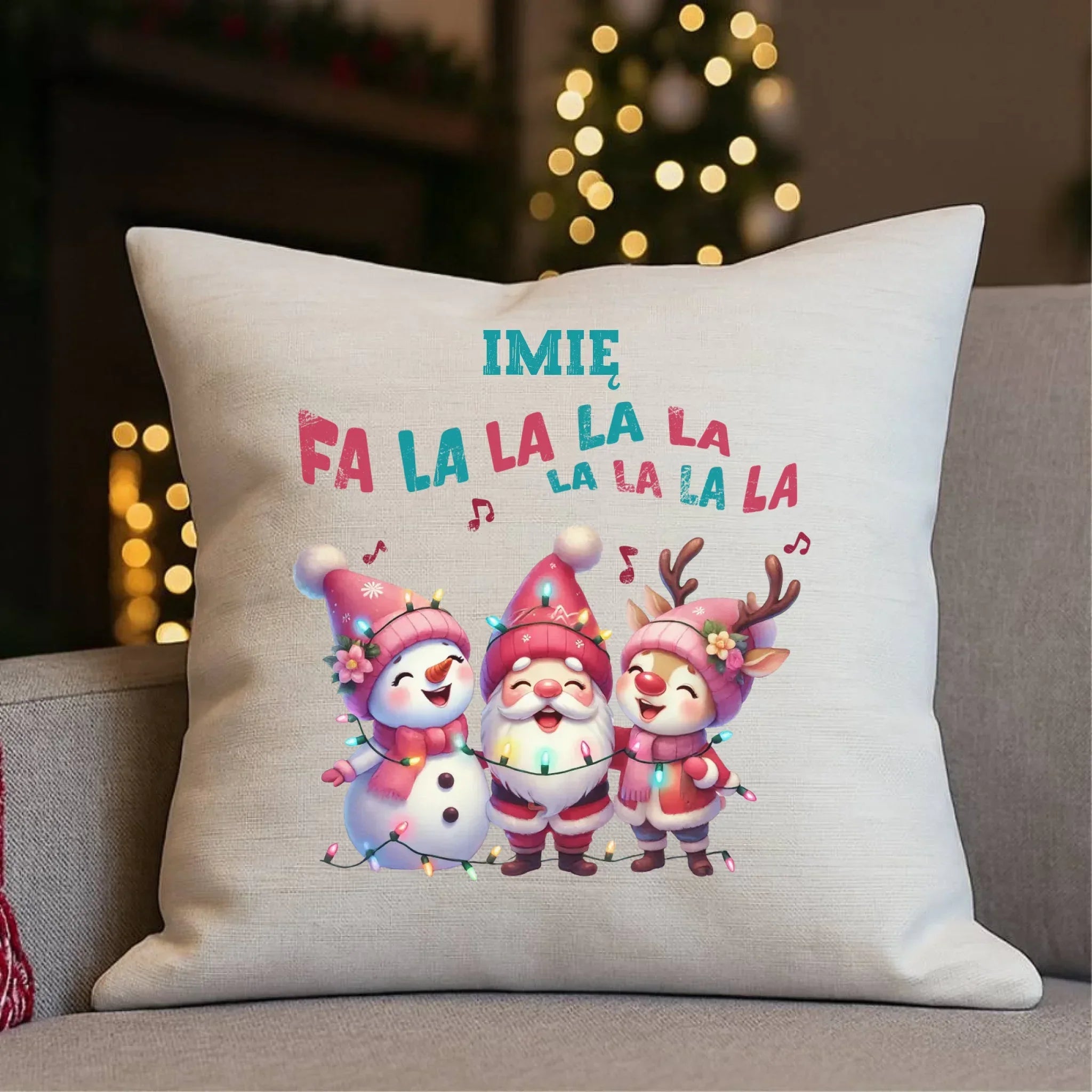 Poduszka świąteczna - Fa la la la - personalizowana BN51 - StoryCups.pl