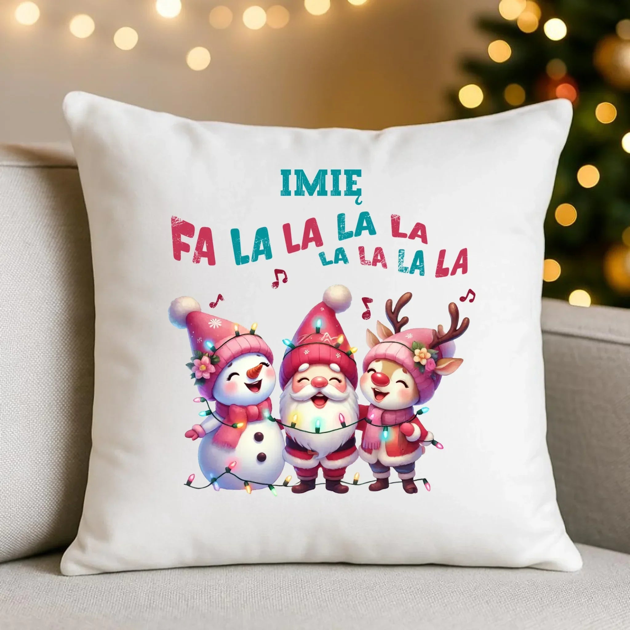 Poduszka świąteczna - Fa la la la - personalizowana BN51 - StoryCups.pl