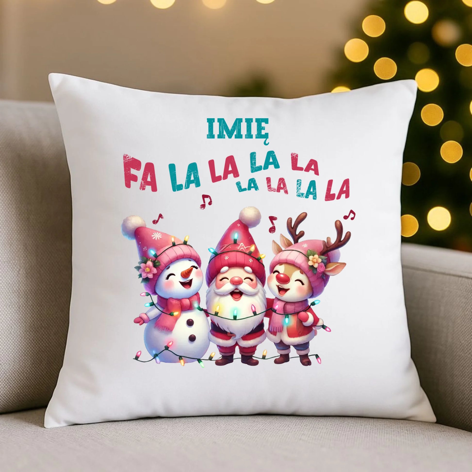 Poduszka świąteczna - Fa la la la - personalizowana BN51 - StoryCups.pl