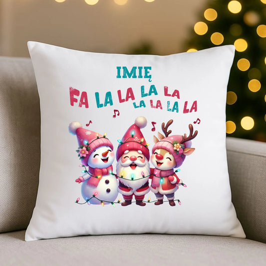 Poduszka świąteczna - Fa la la la - personalizowana BN51 - StoryCups.pl