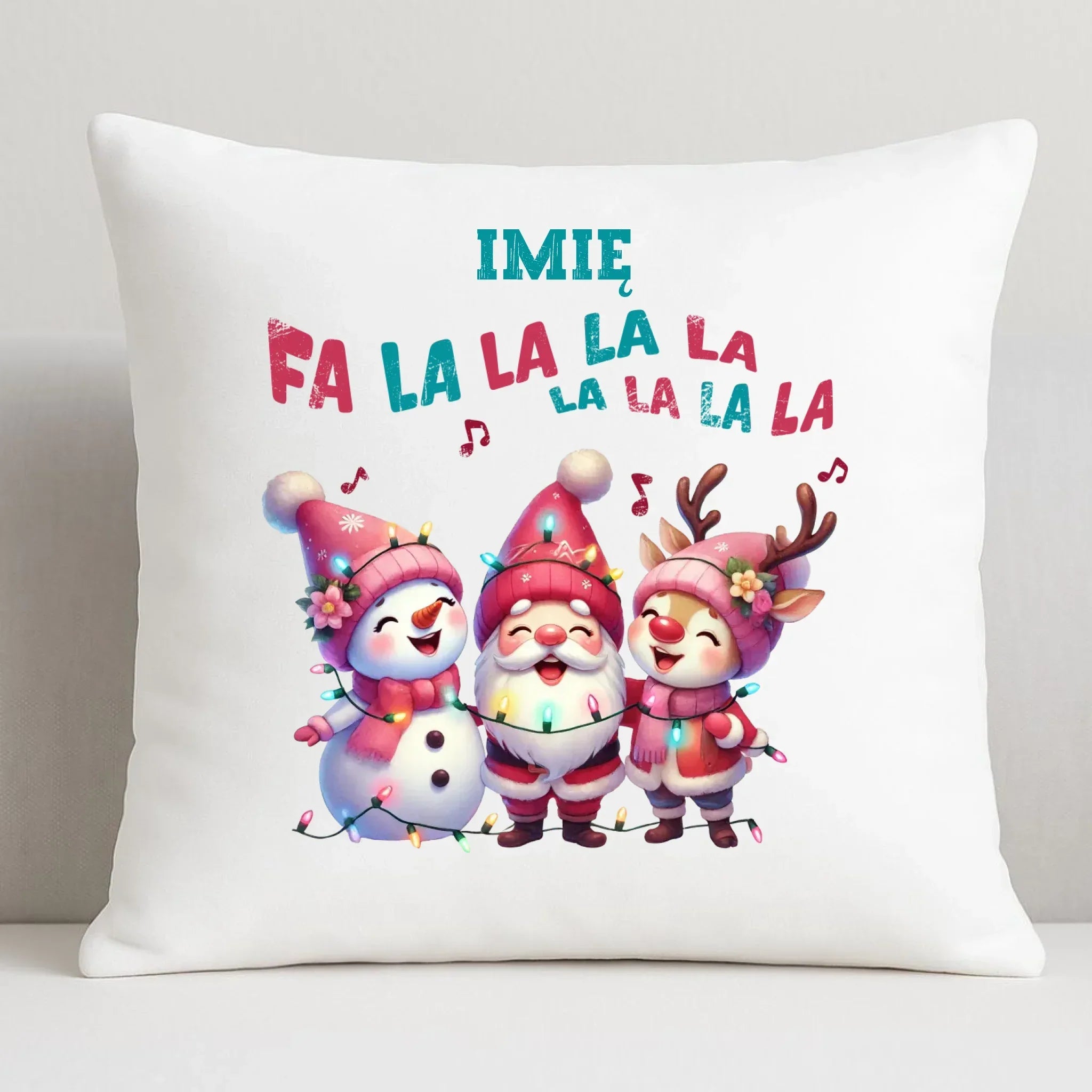 Poduszka świąteczna - Fa la la la - personalizowana BN51 - StoryCups.pl