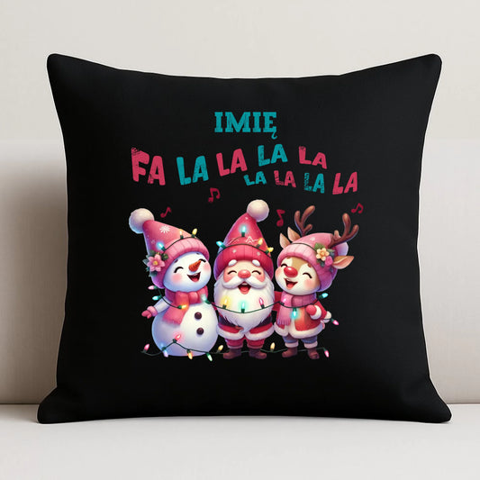 Poduszka dekoracyjna świąteczna - Fa la la la - personalizowana BN51 - StoryCups.pl