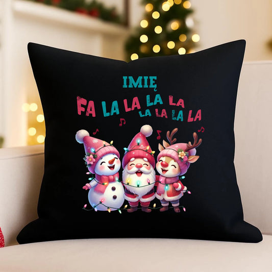 Poduszka dekoracyjna świąteczna - Fa la la la - personalizowana BN51 - StoryCups.pl
