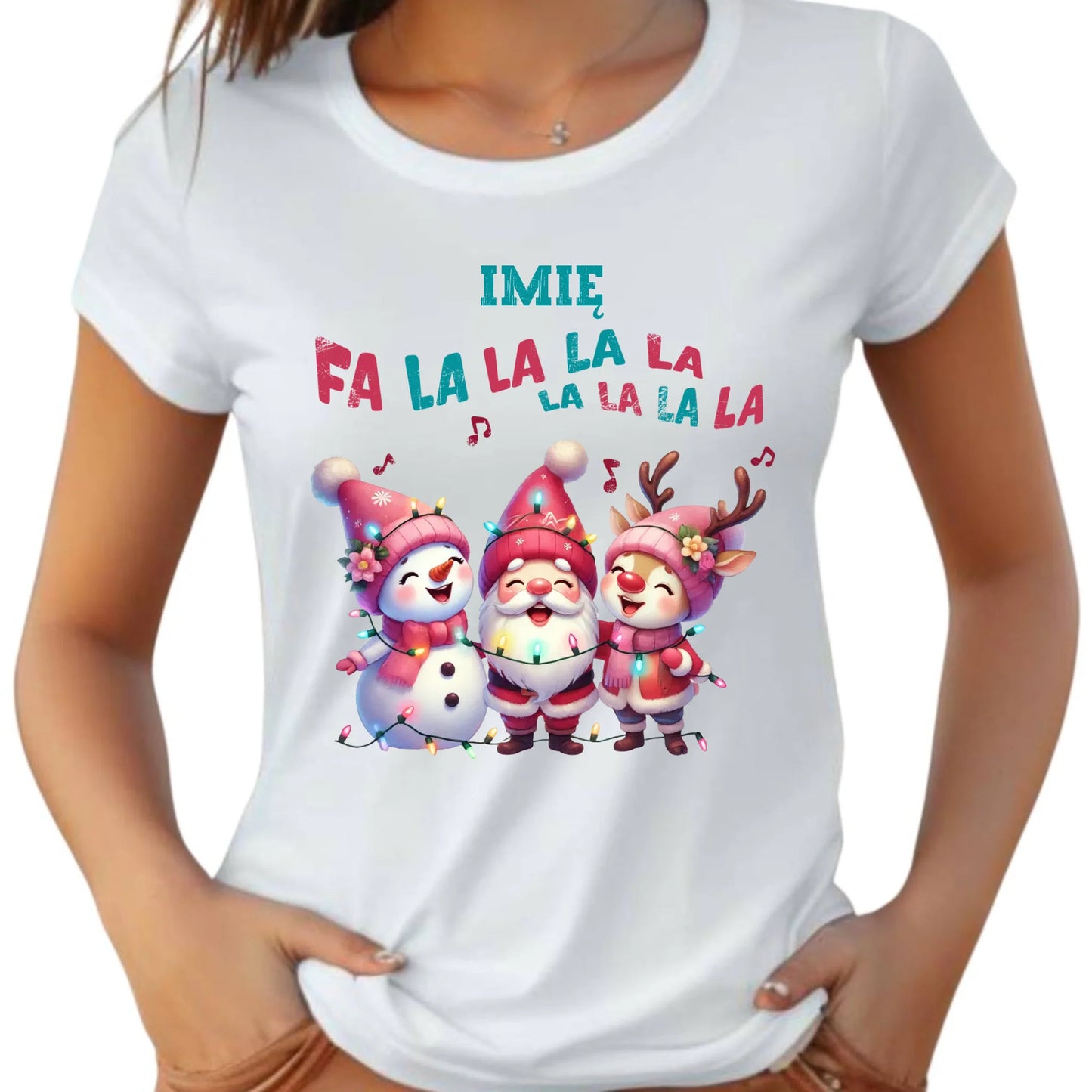 Koszulka damska świąteczna - Fa la la la - personalizowana BN51 - StoryCups.pl