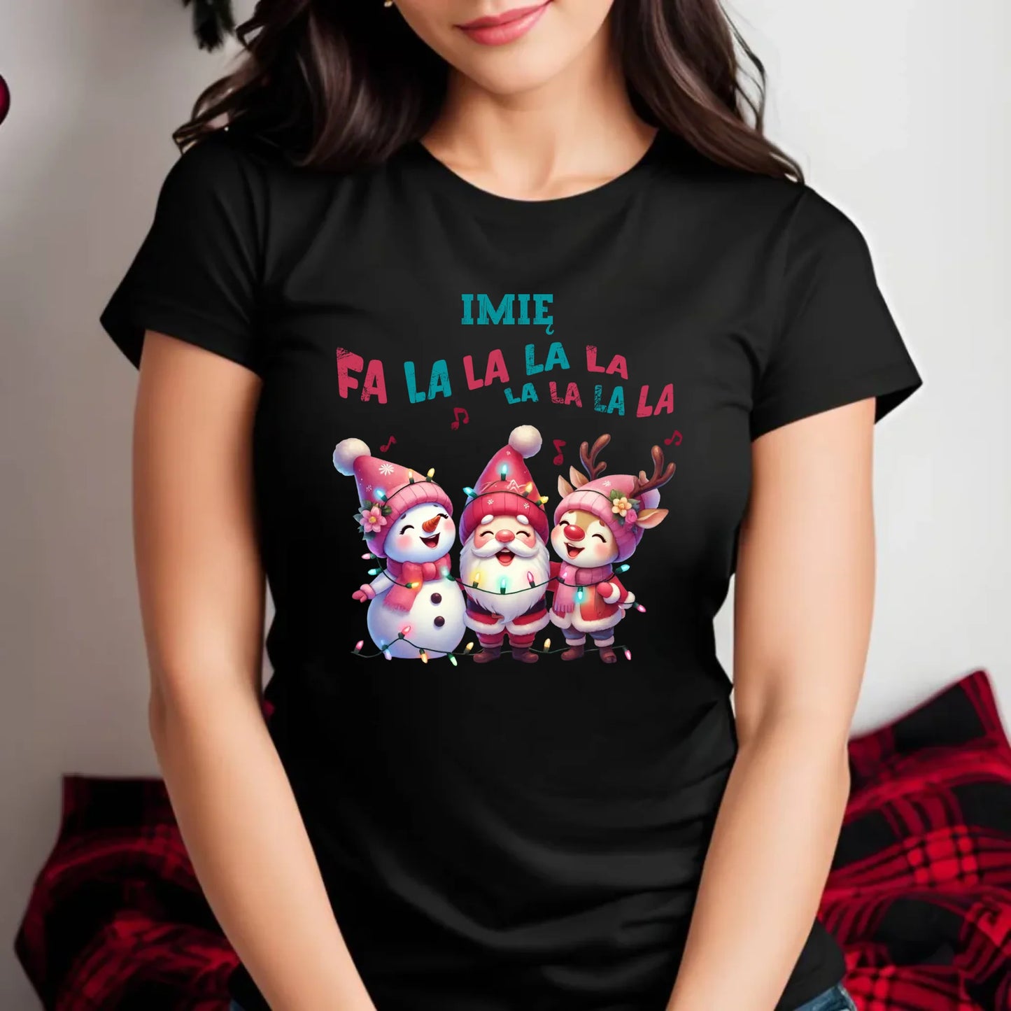 Koszulka damska świąteczna - Fa la la la - personalizowana BN51 - StoryCups.pl