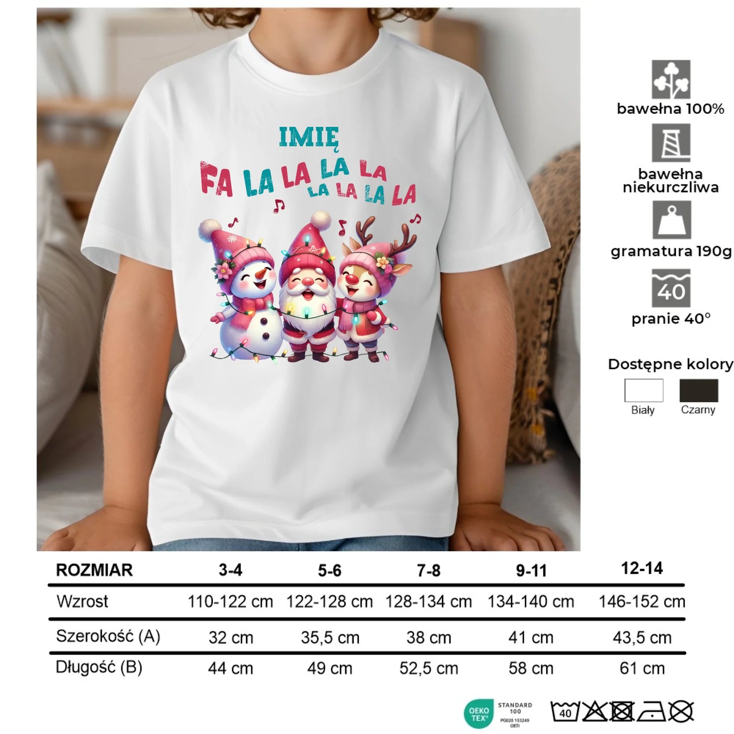 Koszulka dziecięca świąteczna - Fa la la la - personalizowana BN51 - StoryCups.pl