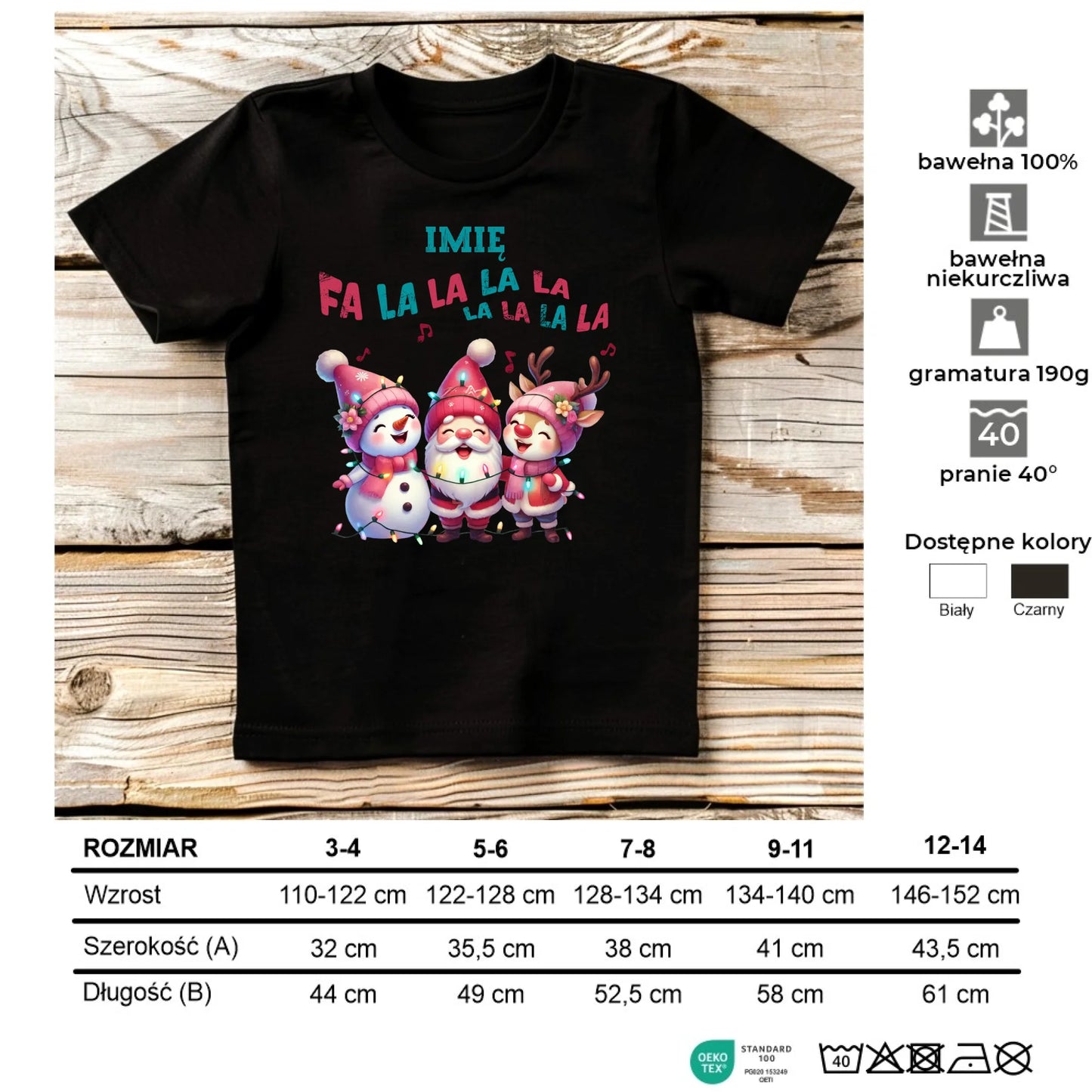 Koszulka dziecięca świąteczna - Fa la la la - personalizowana BN51 - StoryCups.pl