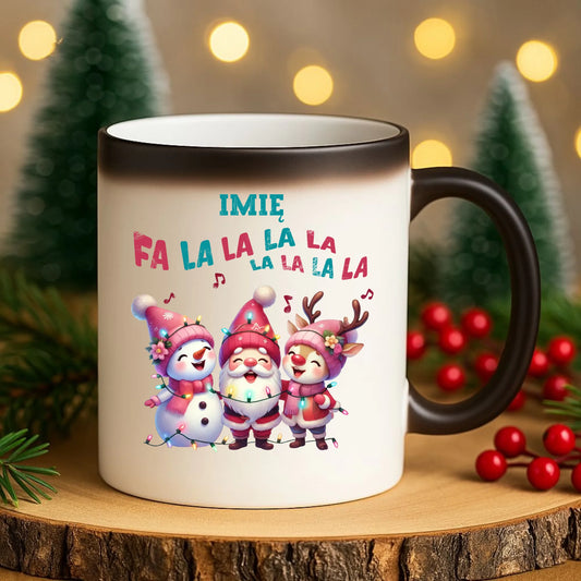 Kubek magiczny świąteczny - Fa la la la - personalizowany BN51 - StoryCups.pl