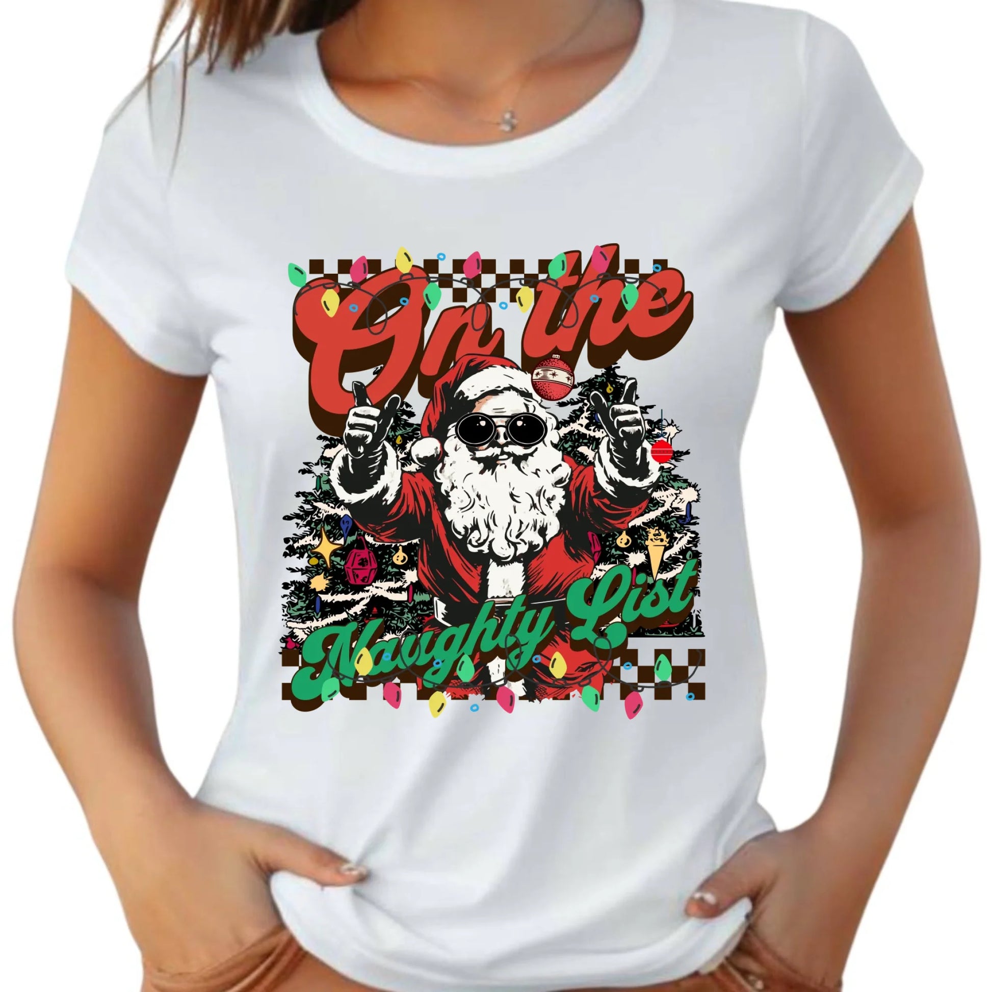 Koszulka damska świąteczna - On the Naughty List BN50 - StoryCups.pl