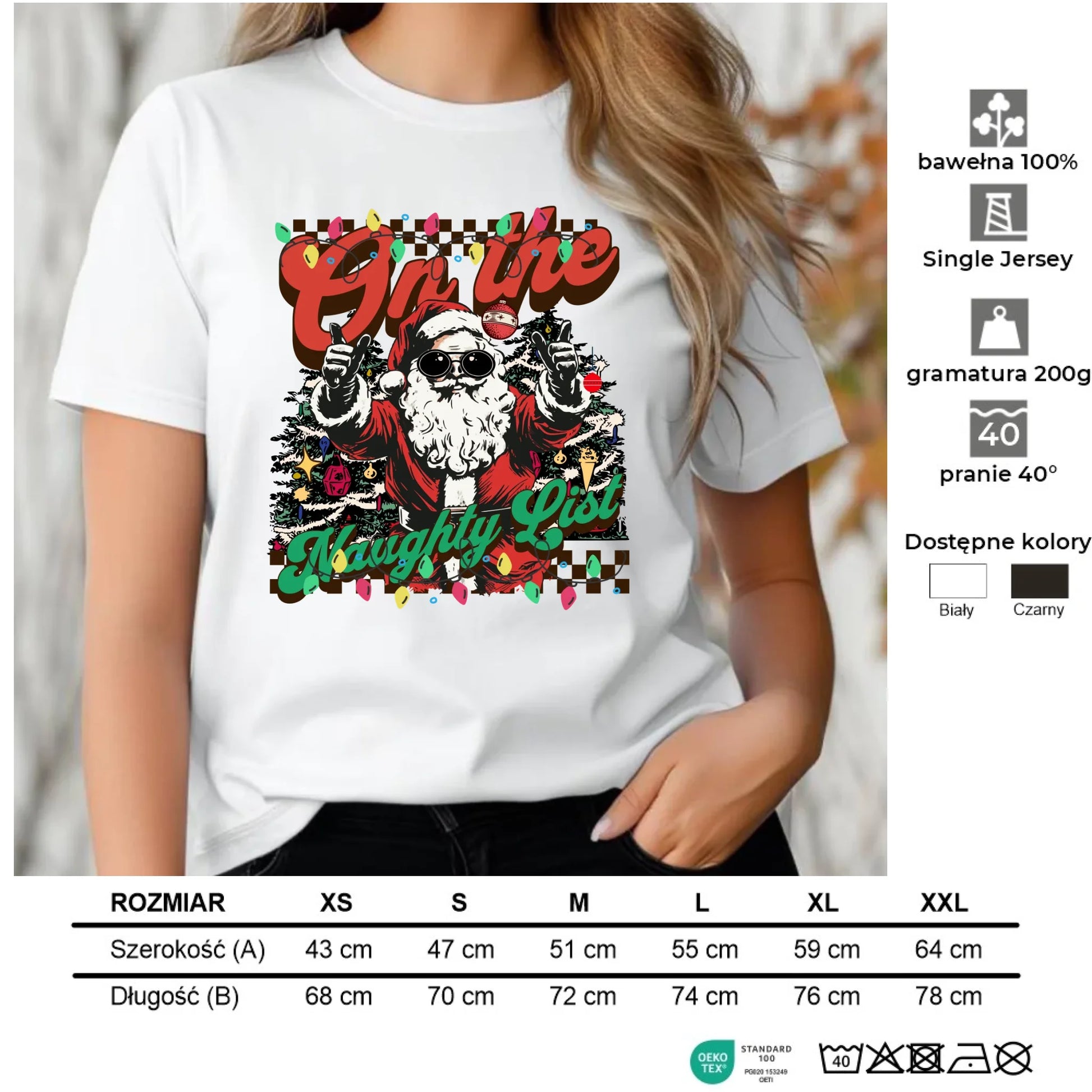 Koszulka damska świąteczna - On the Naughty List BN50 - StoryCups.pl
