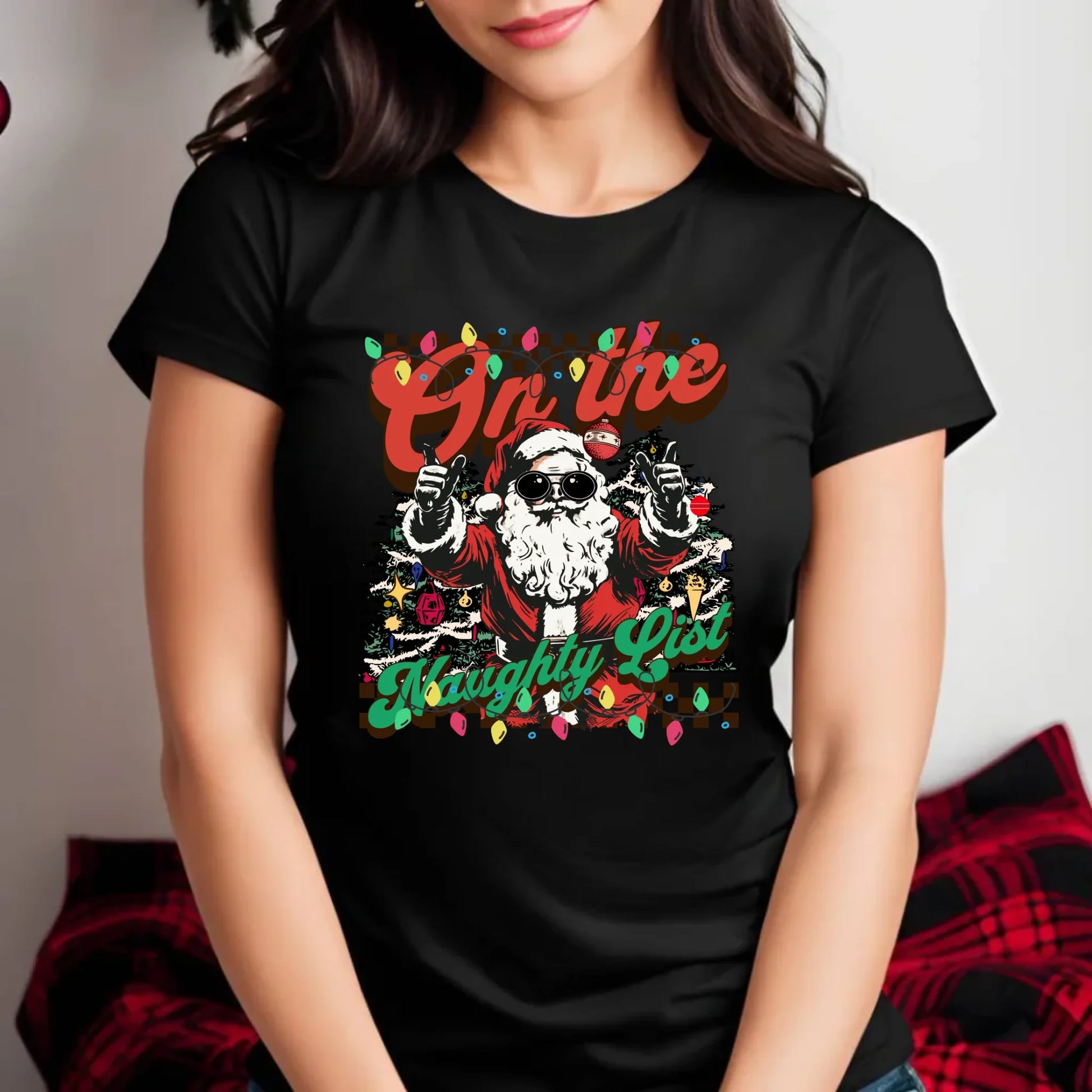 Koszulka damska świąteczna - On the Naughty List BN50 - StoryCups.pl