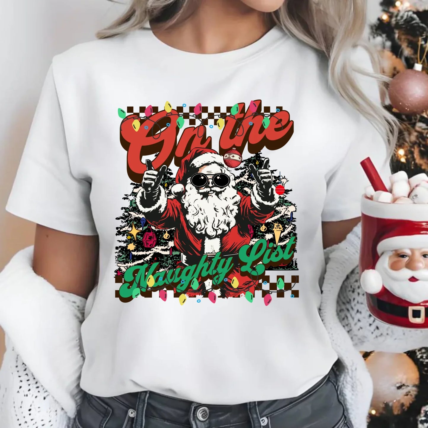 Koszulka damska świąteczna - On the Naughty List BN50 - StoryCups.pl