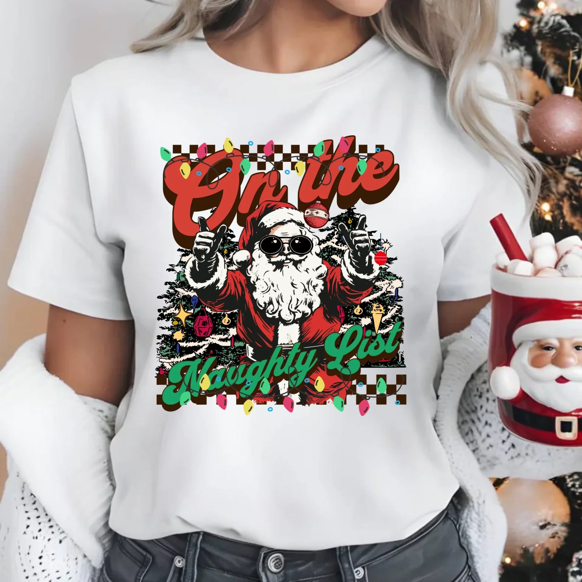 Koszulka damska świąteczna - On the Naughty List BN50 - StoryCups.pl