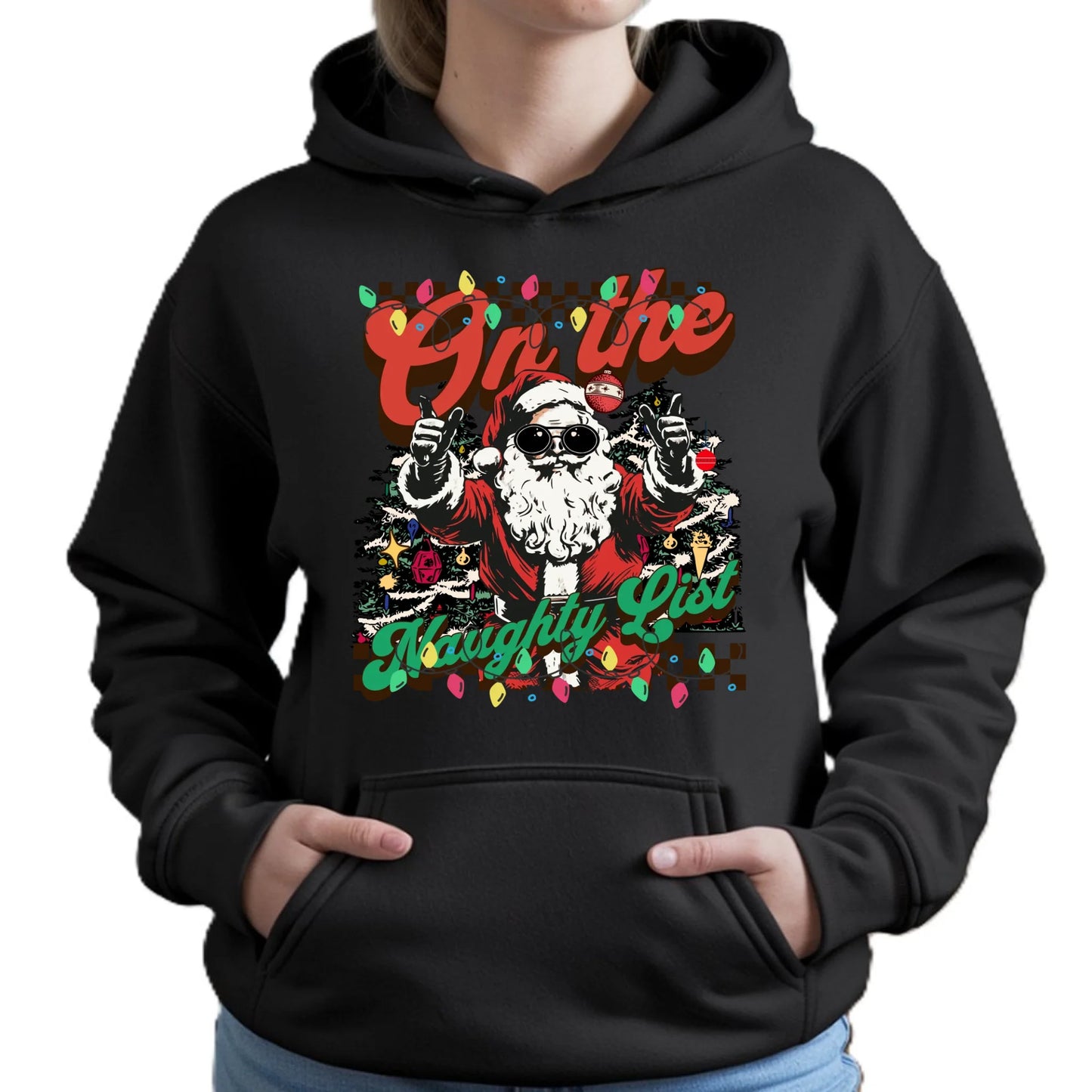 Bluza damska z kapturem świąteczna - On the Naughty List BN50 - StoryCups.pl