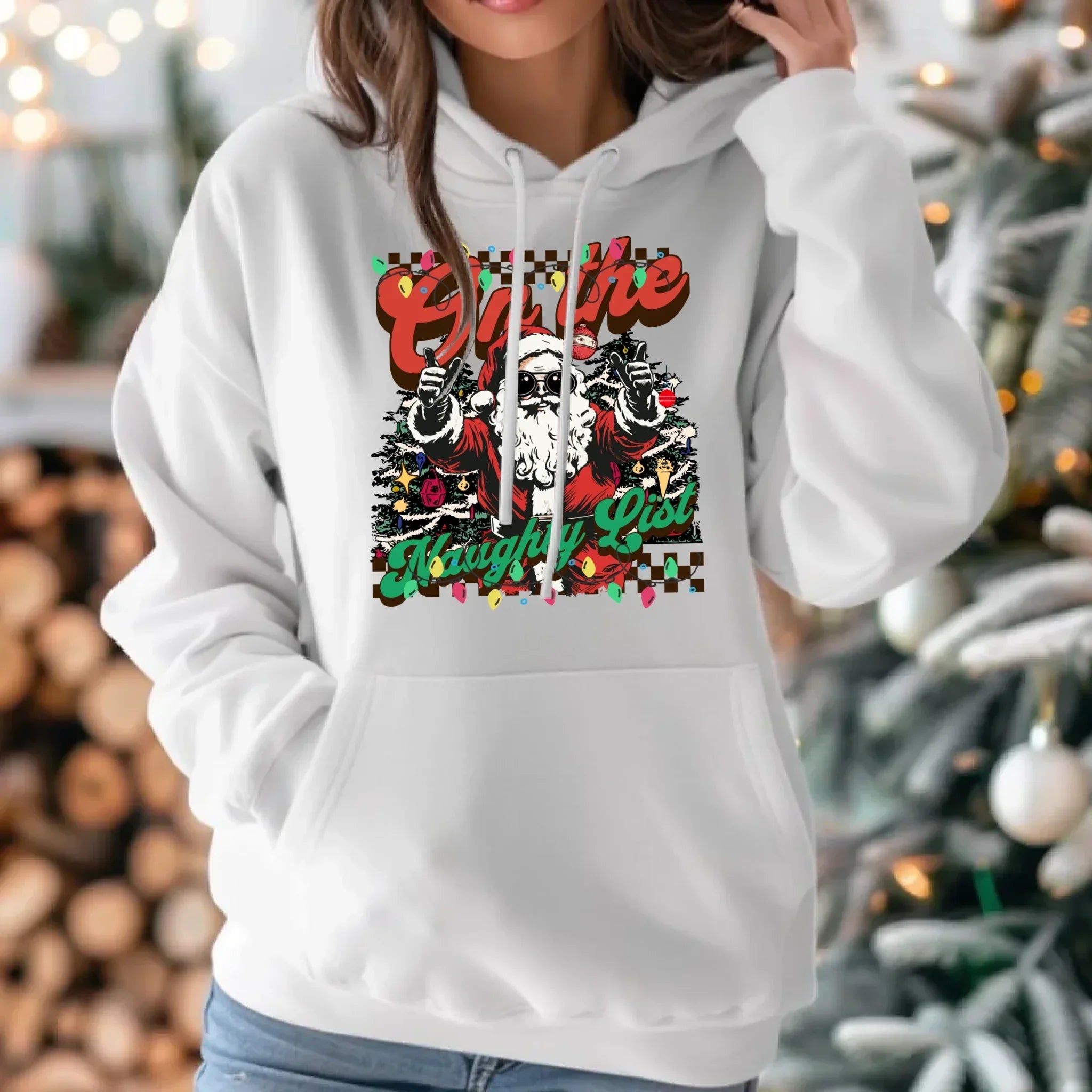 Bluza damska z kapturem świąteczna - On the Naughty List BN50 - StoryCups.pl