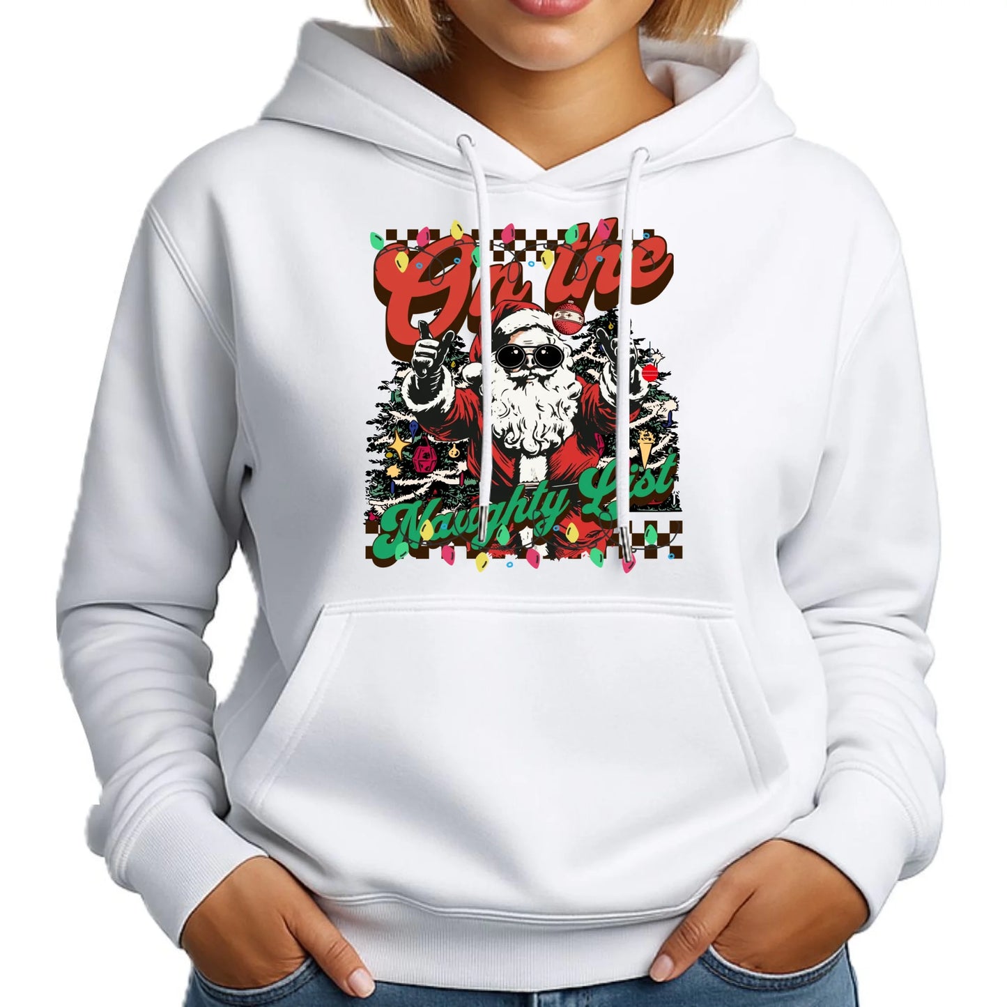 Bluza damska z kapturem świąteczna - On the Naughty List BN50 - StoryCups.pl