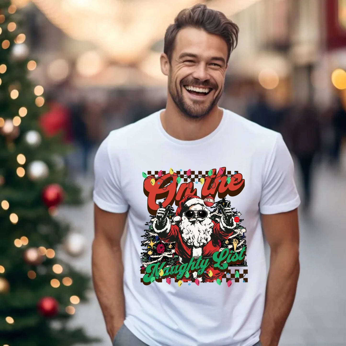 Koszulka męska świąteczna - On the Naughty List BN50 - StoryCups.pl