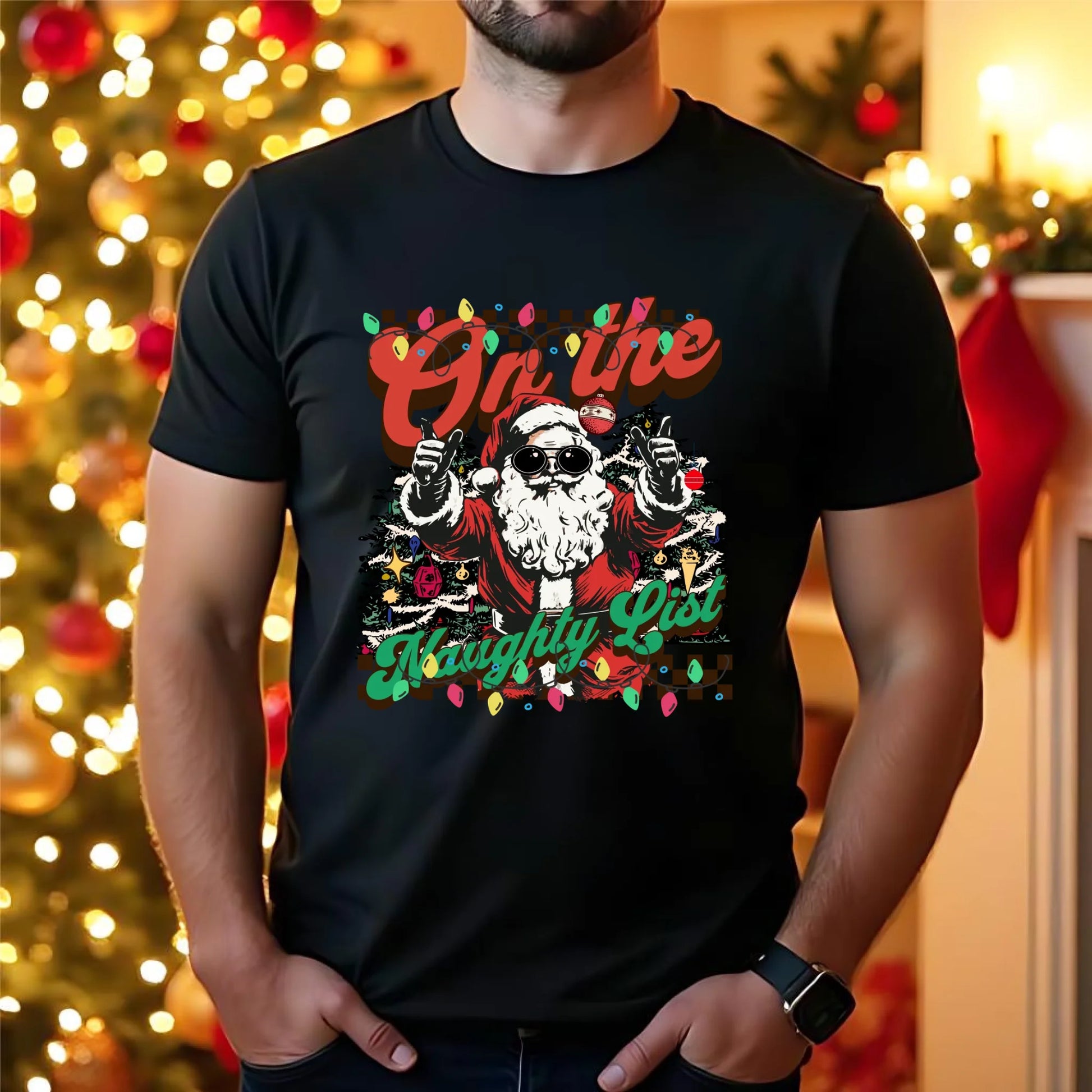 Koszulka męska świąteczna - On the Naughty List BN50 - StoryCups.pl