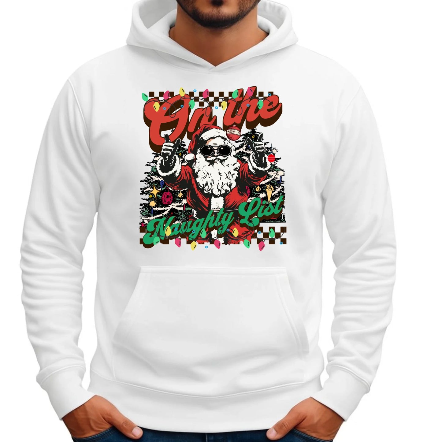 Bluza męska z kapturem świąteczna - On the Naughty List BN50 - StoryCups.pl