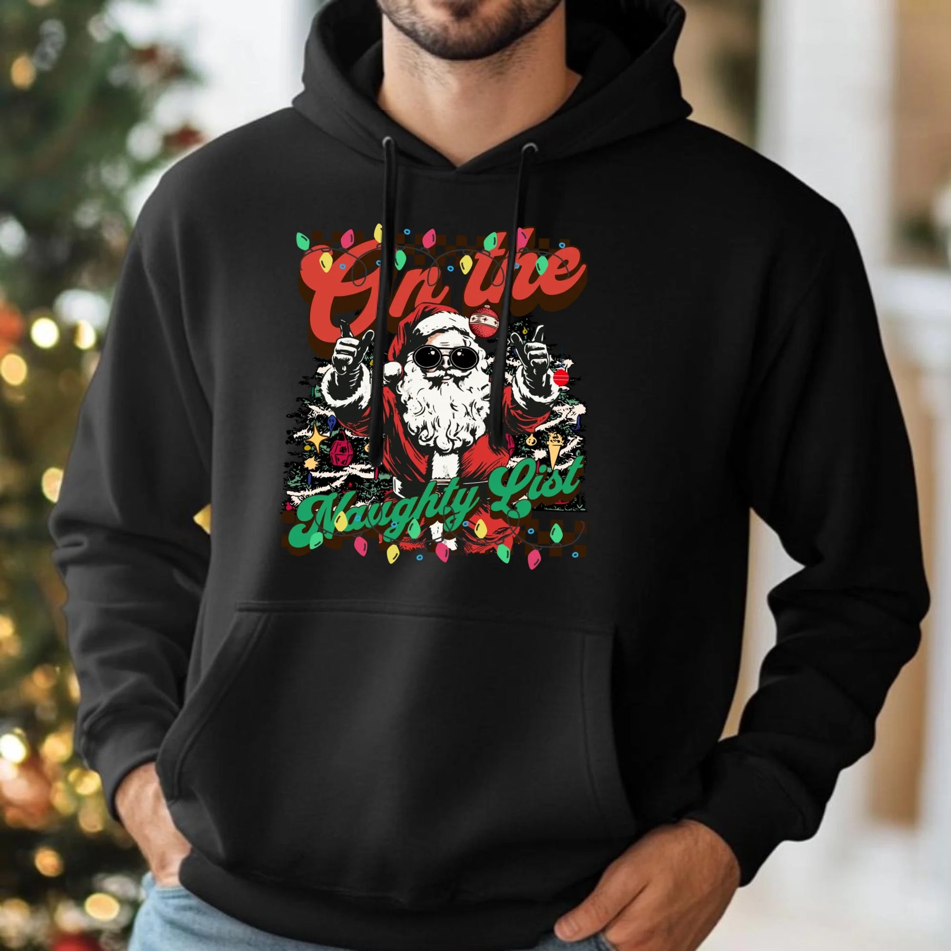 Bluza męska z kapturem świąteczna - On the Naughty List BN50 - StoryCups.pl