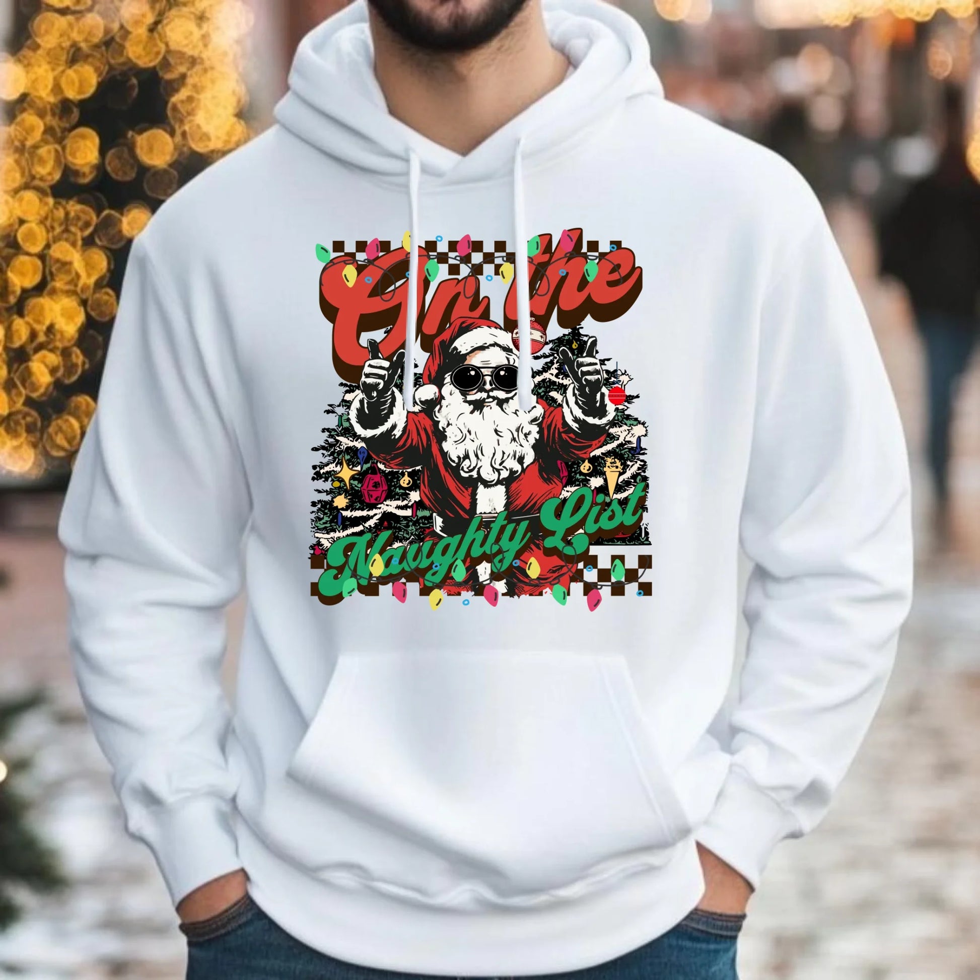 Bluza męska z kapturem świąteczna - On the Naughty List BN50 - StoryCups.pl