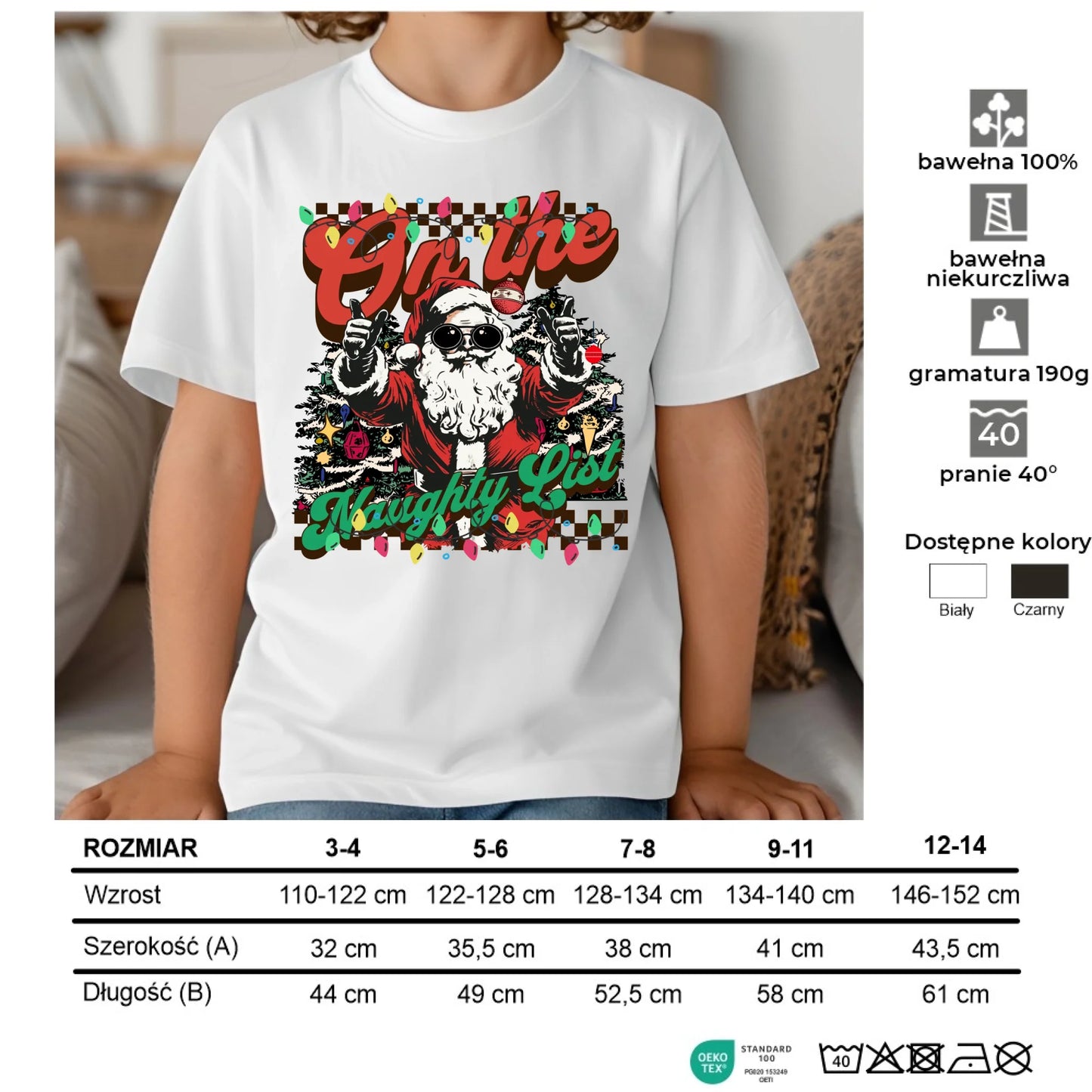 Koszulka dziecięca świąteczna - On the Naughty List BN50 - StoryCups.pl