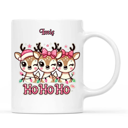 Kubek świąteczny - Ho ho ho Słodkie reniferki - personalizowany BN49 - StoryCups.pl