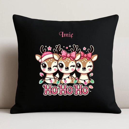 Poduszka dekoracyjna świąteczna - Ho ho ho Słodkie reniferki - personalizowana BN49 - StoryCups.pl