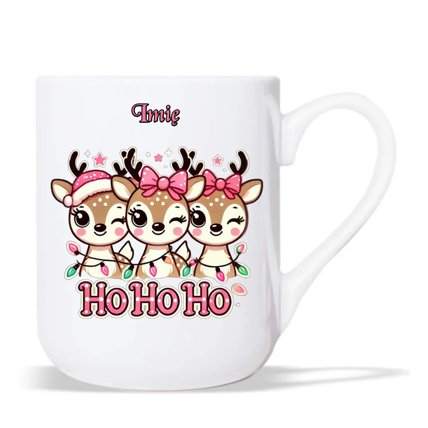 Kubek elegant świąteczny - Ho ho ho Słodkie reniferki - personalizowany BN49