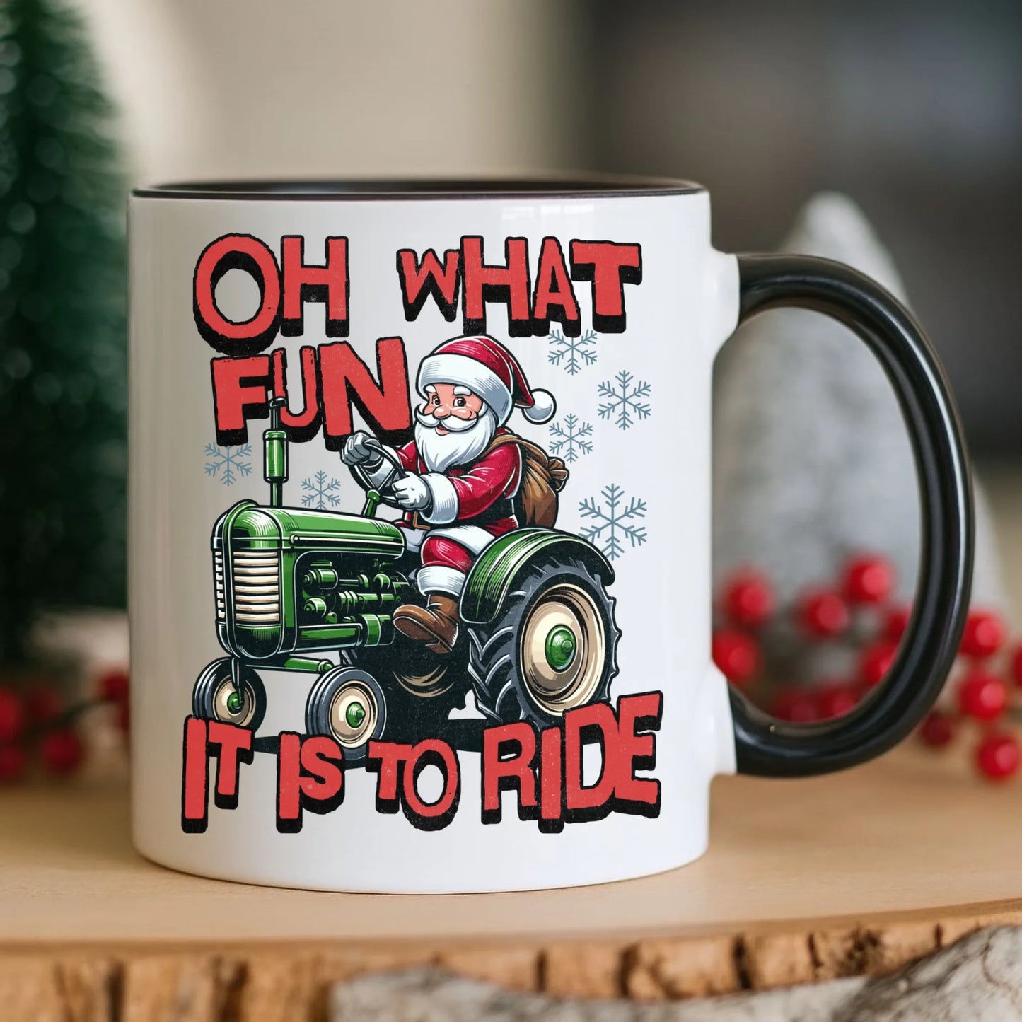 Kubek świąteczny - Mikołaj na traktorze - Oh what fun BN48 - StoryCups.pl