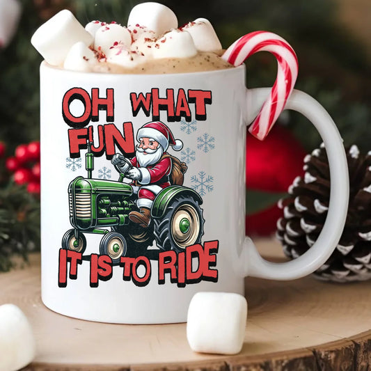 Kubek świąteczny - Mikołaj na traktorze - Oh what fun BN48 - StoryCups.pl