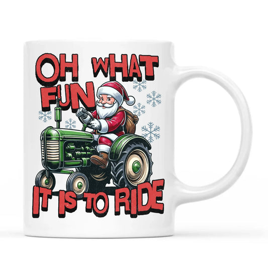 Kubek świąteczny - Mikołaj na traktorze - Oh what fun BN48 - StoryCups.pl