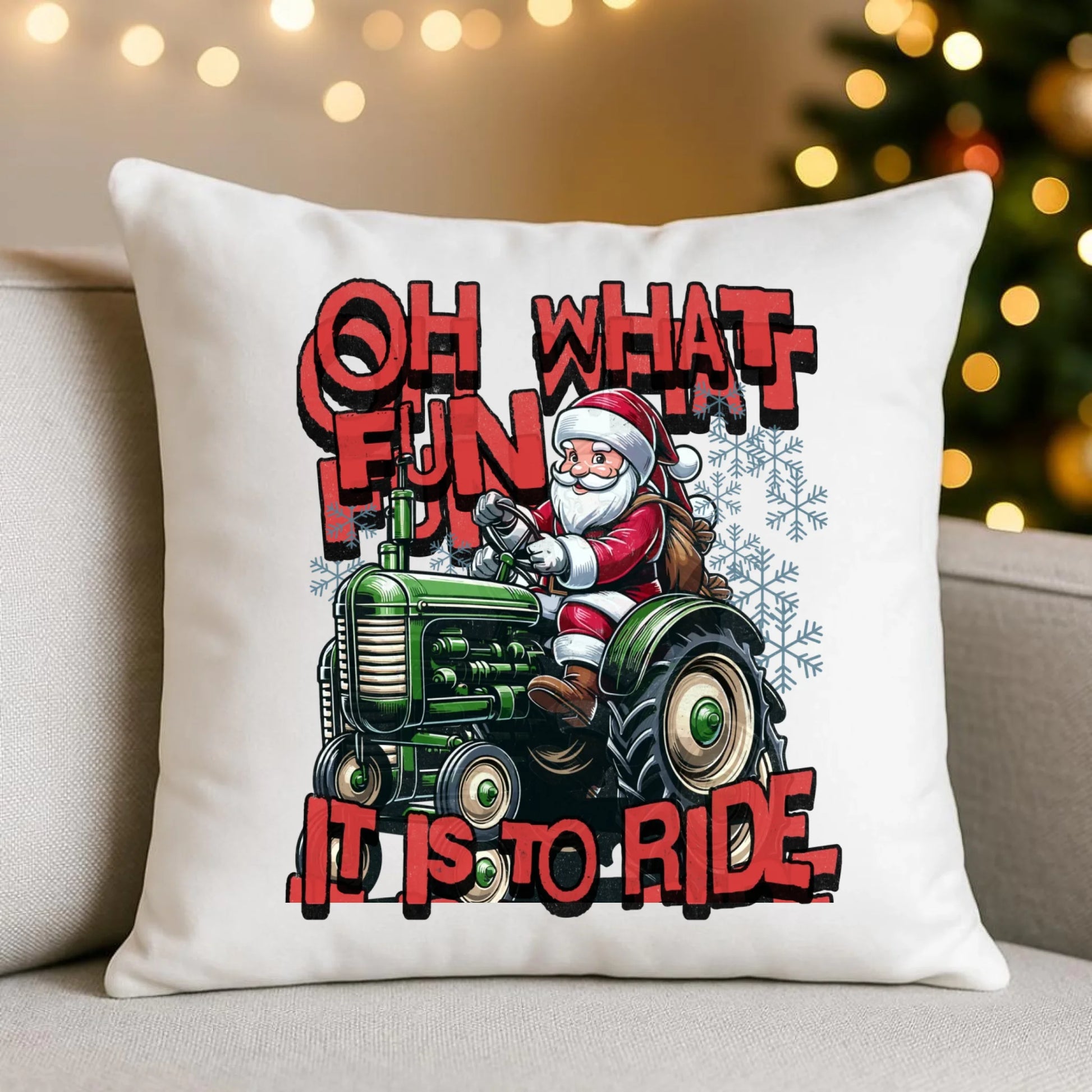 Poduszka świąteczna - Mikołaj na traktorze - Oh what fun BN48 - StoryCups.pl