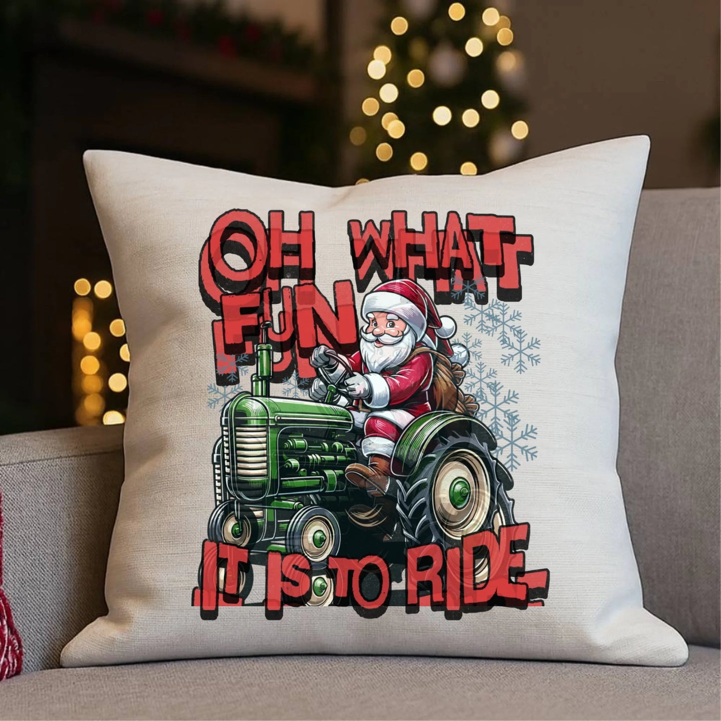 Poduszka świąteczna - Mikołaj na traktorze - Oh what fun BN48 - StoryCups.pl