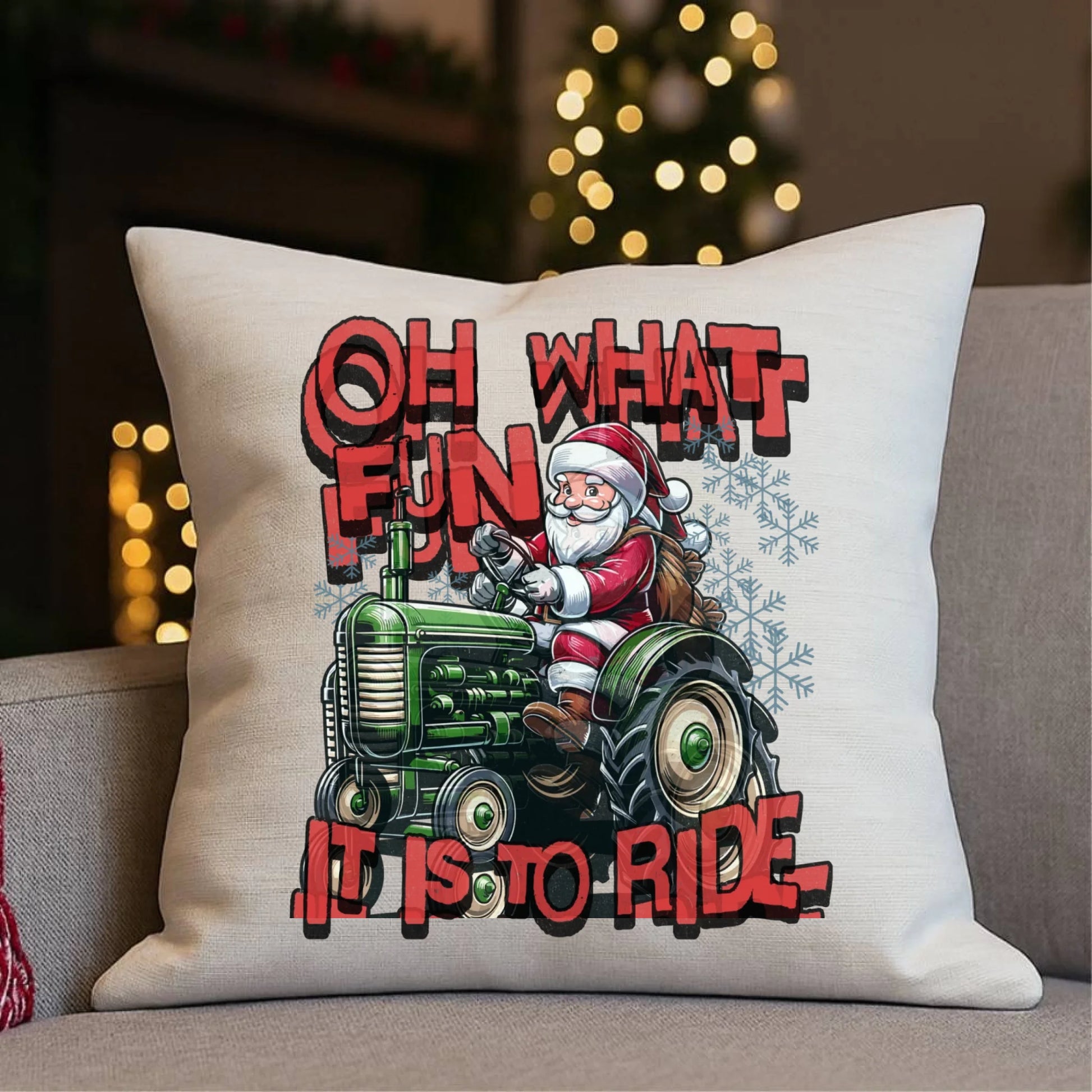 Poduszka świąteczna - Mikołaj na traktorze - Oh what fun BN48 - StoryCups.pl