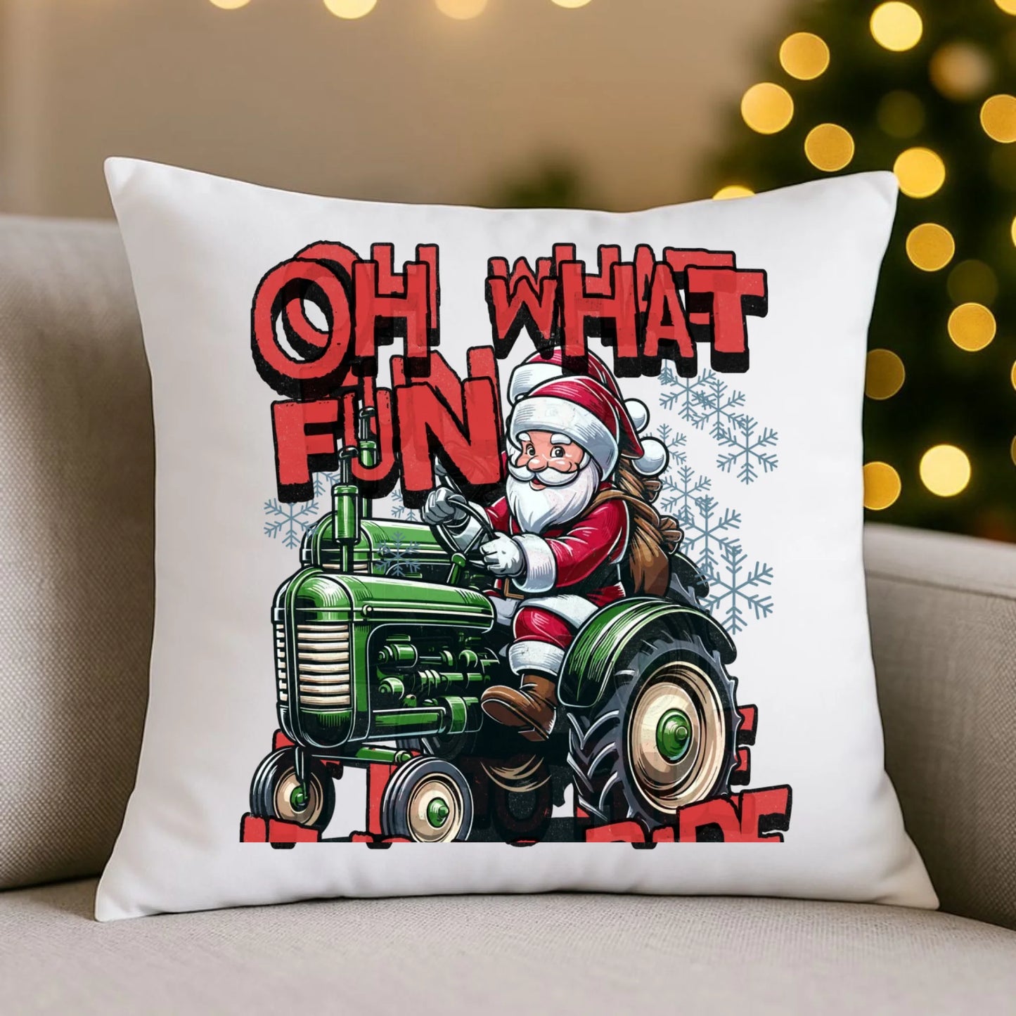 Poduszka świąteczna - Mikołaj na traktorze - Oh what fun BN48 - StoryCups.pl