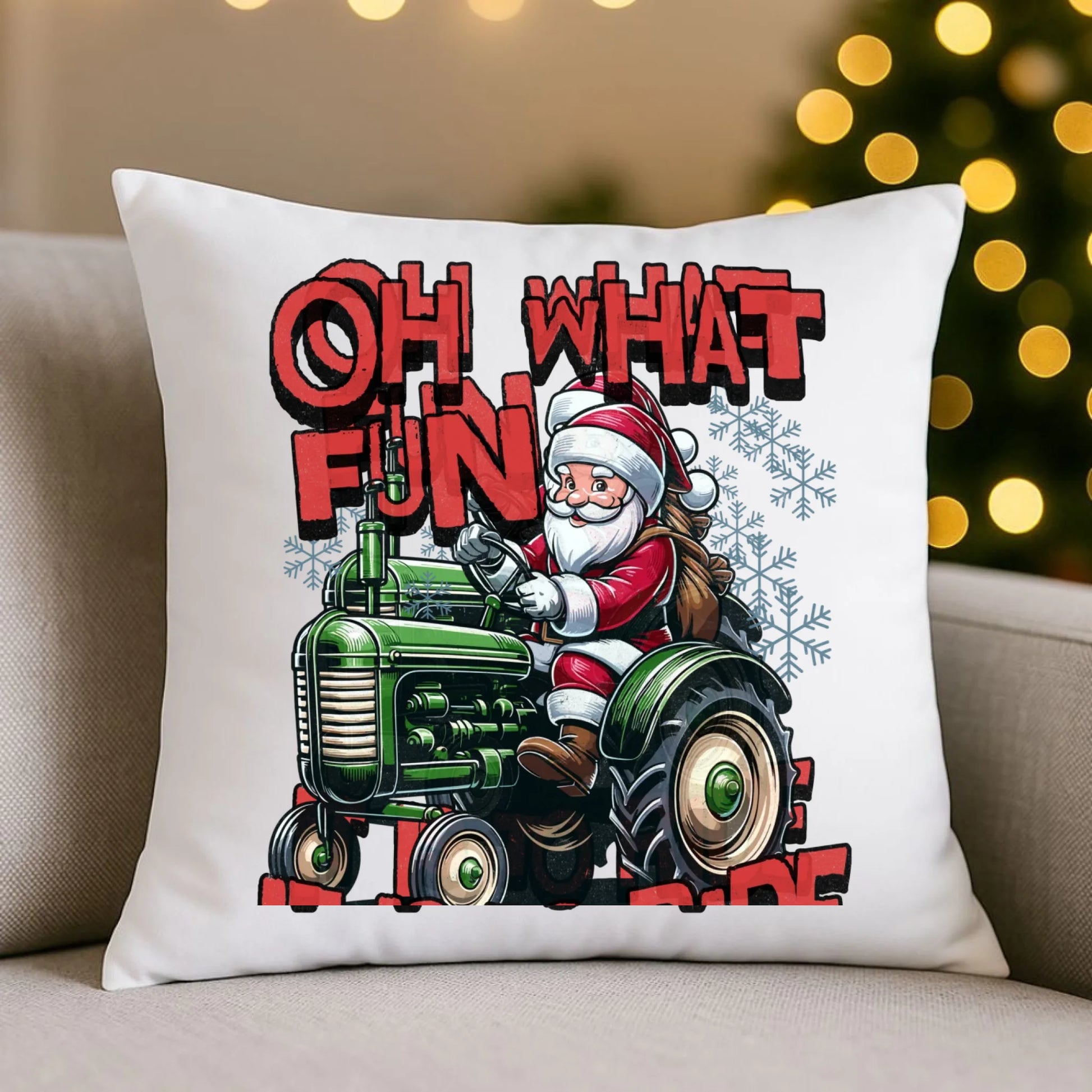 Poduszka świąteczna - Mikołaj na traktorze - Oh what fun BN48 - StoryCups.pl