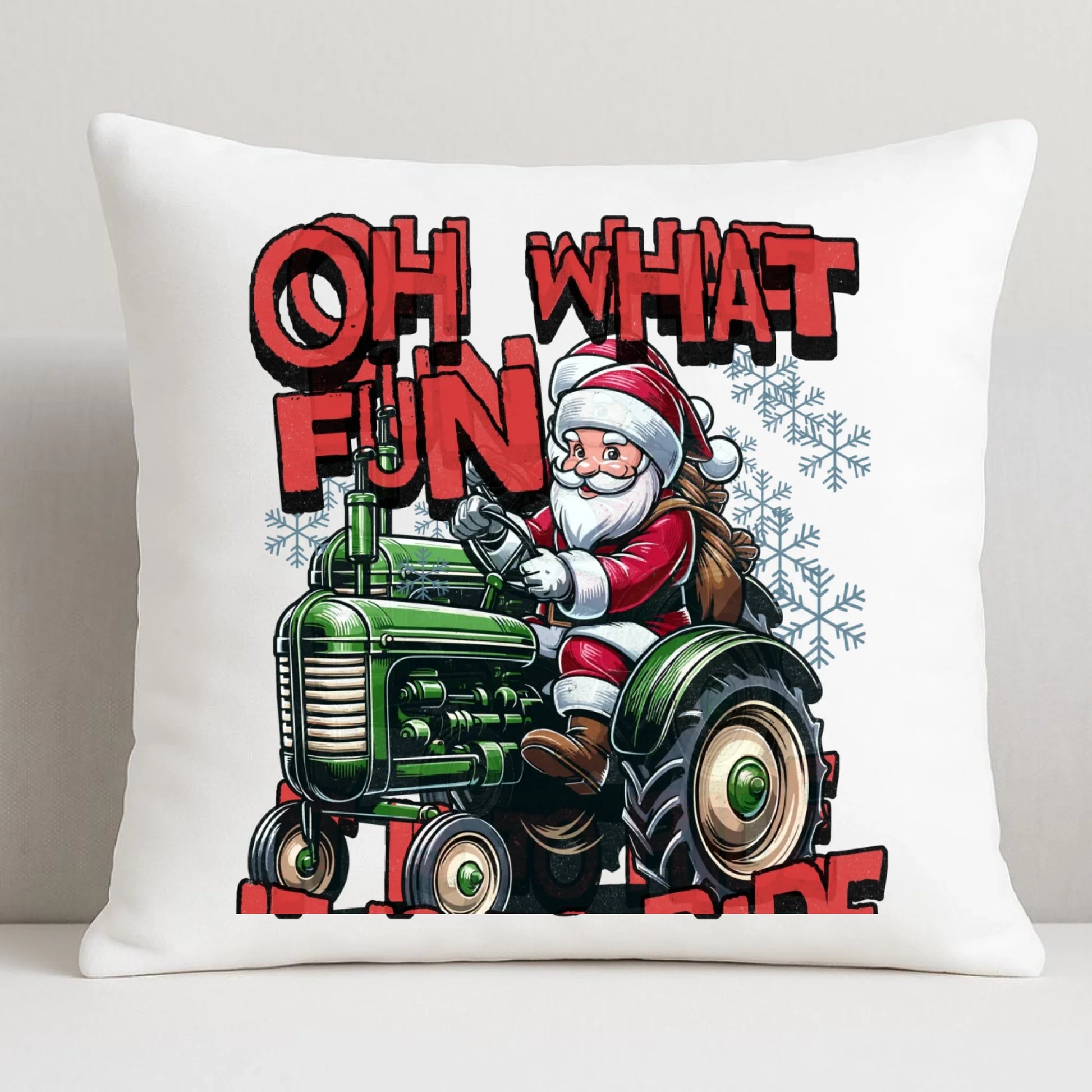 Poduszka świąteczna - Mikołaj na traktorze - Oh what fun BN48 - StoryCups.pl
