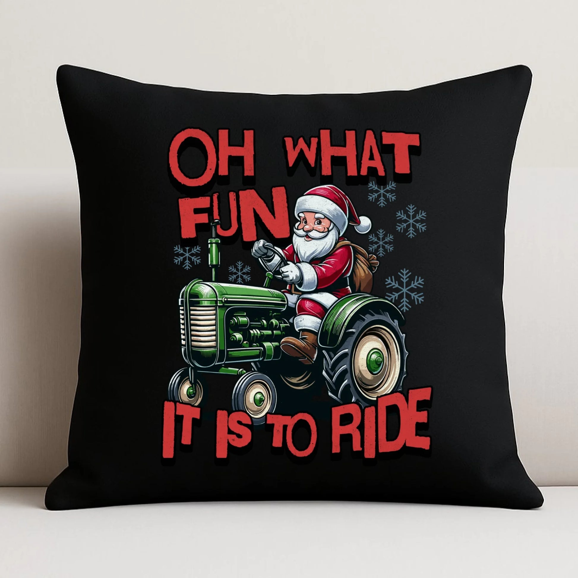 Poduszka dekoracyjna świąteczna - Mikołaj na traktorze - Oh what fun BN48 - StoryCups.pl