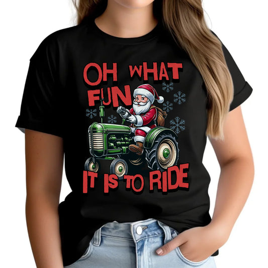 Koszulka damska świąteczna - Mikołaj na traktorze - Oh what fun BN48 - StoryCups.pl